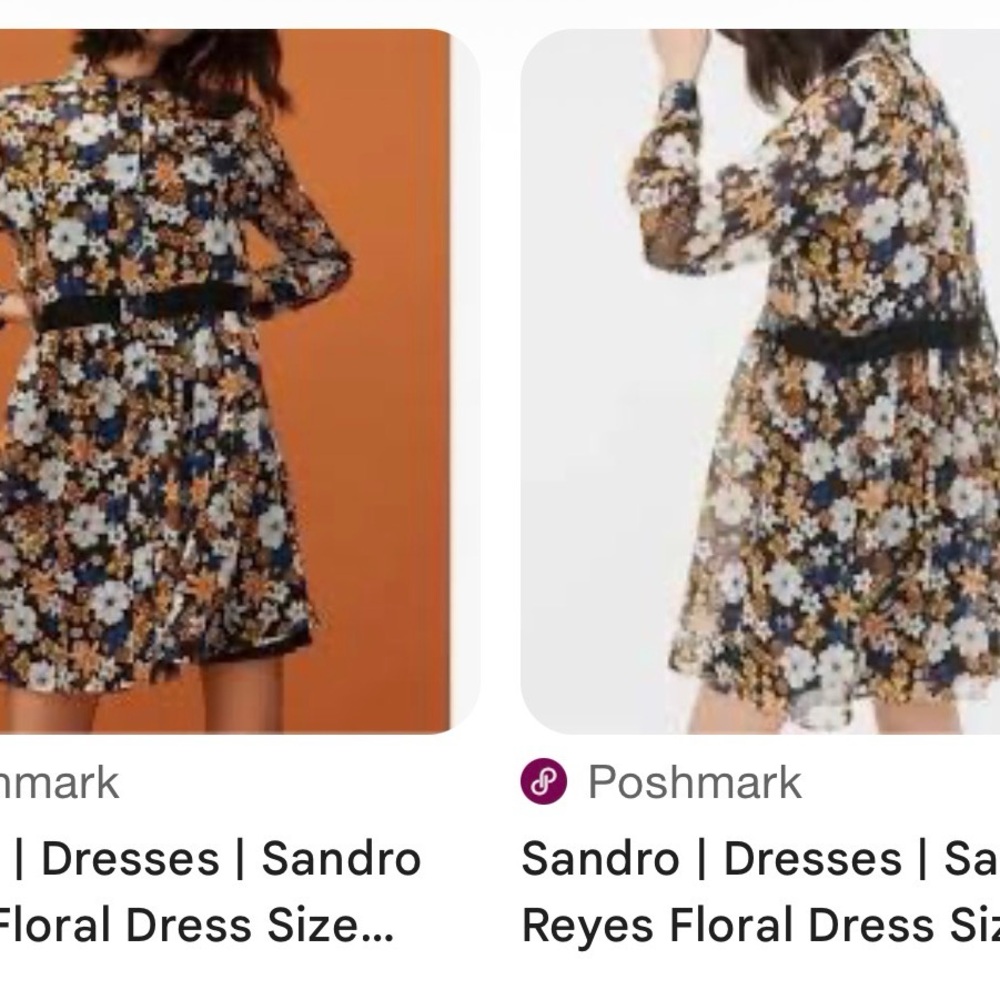 Sandro Paris Reyes Floral Button-Front Sheer Smock Dress in Black & Mustard - Picture 13 of 16
